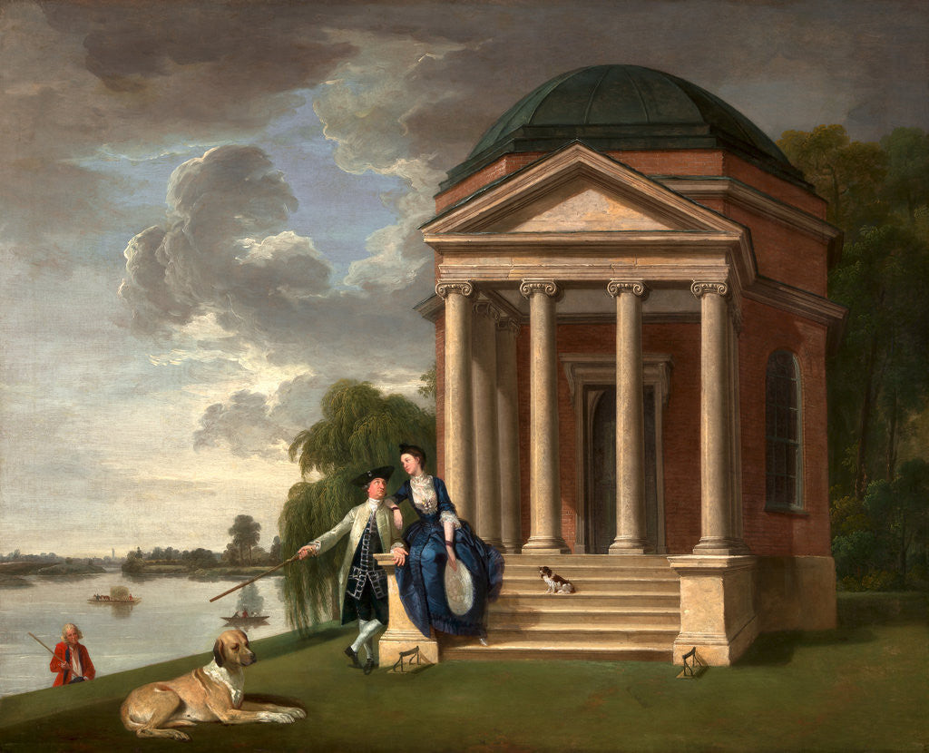Detail of David Garrick and his wife by his Temple to Shakespeare, Hampton Mr and Mrs Garrick by the Shakespeare Temple at Hampton by Johan Joseph Zoffany