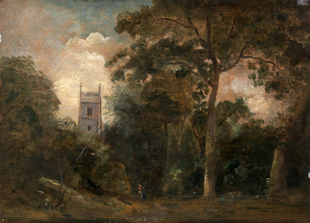 Detail of A Church in the Trees Stoke-by-Nayland Church by John Constable
