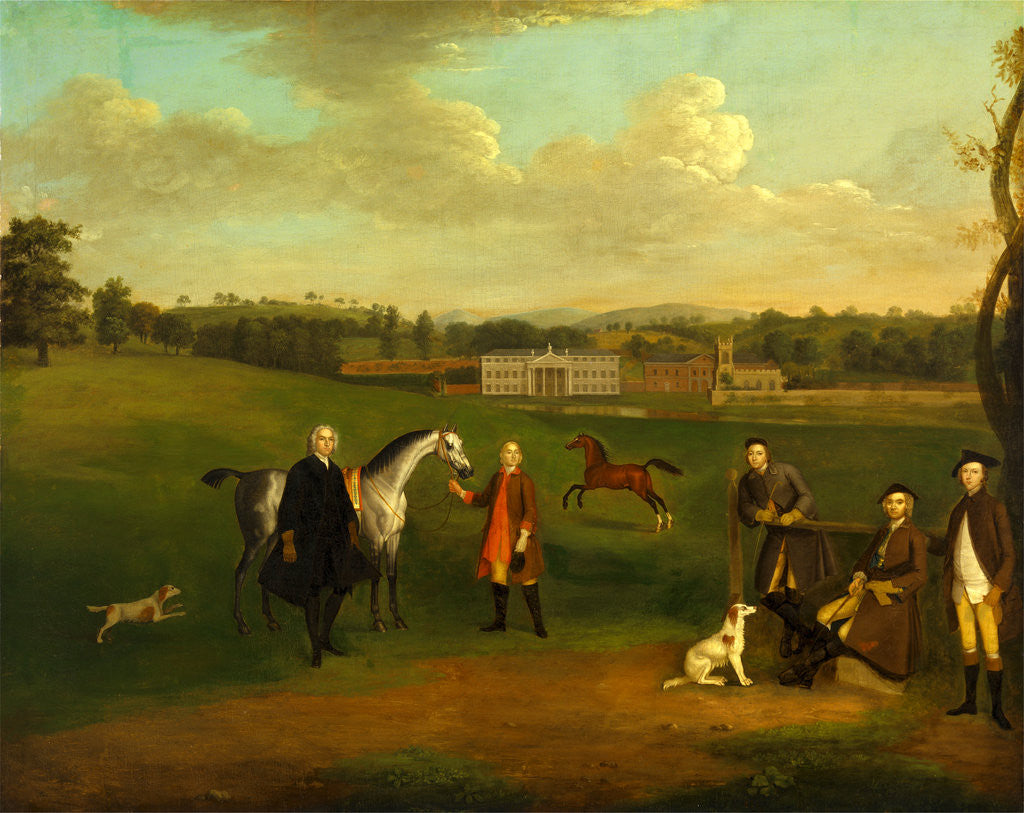 Detail of Leak Okeover, Rev. John Allen and Captain Chester at Okeover Hall by Arthur Devis
