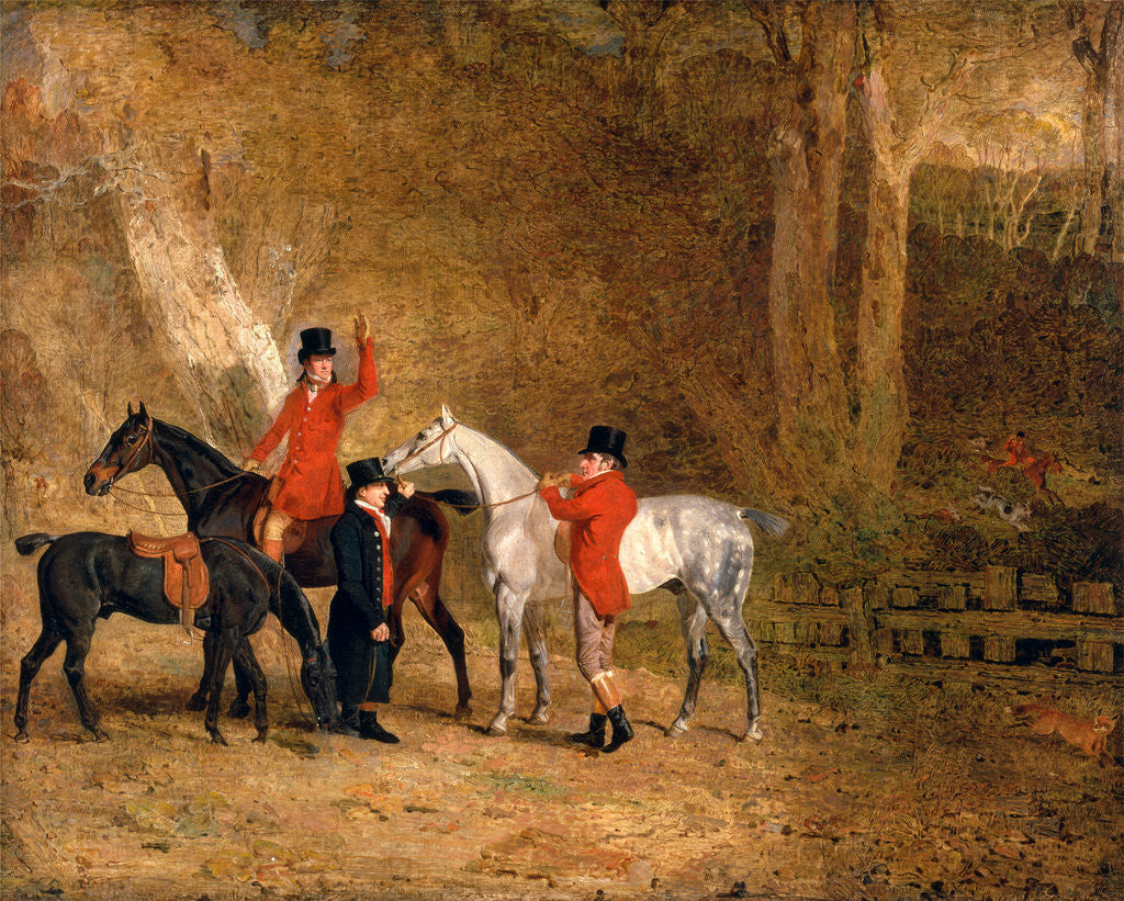 Detail of Foxhunting Scene Fox Hunting: Two Gentlemen with a Groom The Englington Brothers by Benjamin Marshall