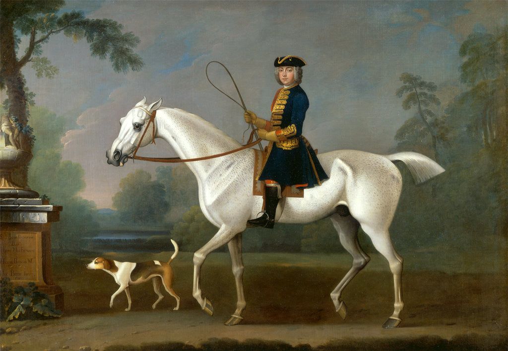 Detail of Sir Roger Burgoyne Riding 'Badger' Sir Roger Buroyne Upon His Favourite Horse Badger, With His Bitch Juno by James Seymour