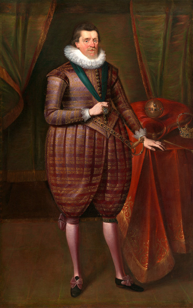 Detail of James I of England (James VI of Scotland) James I by Van Somer