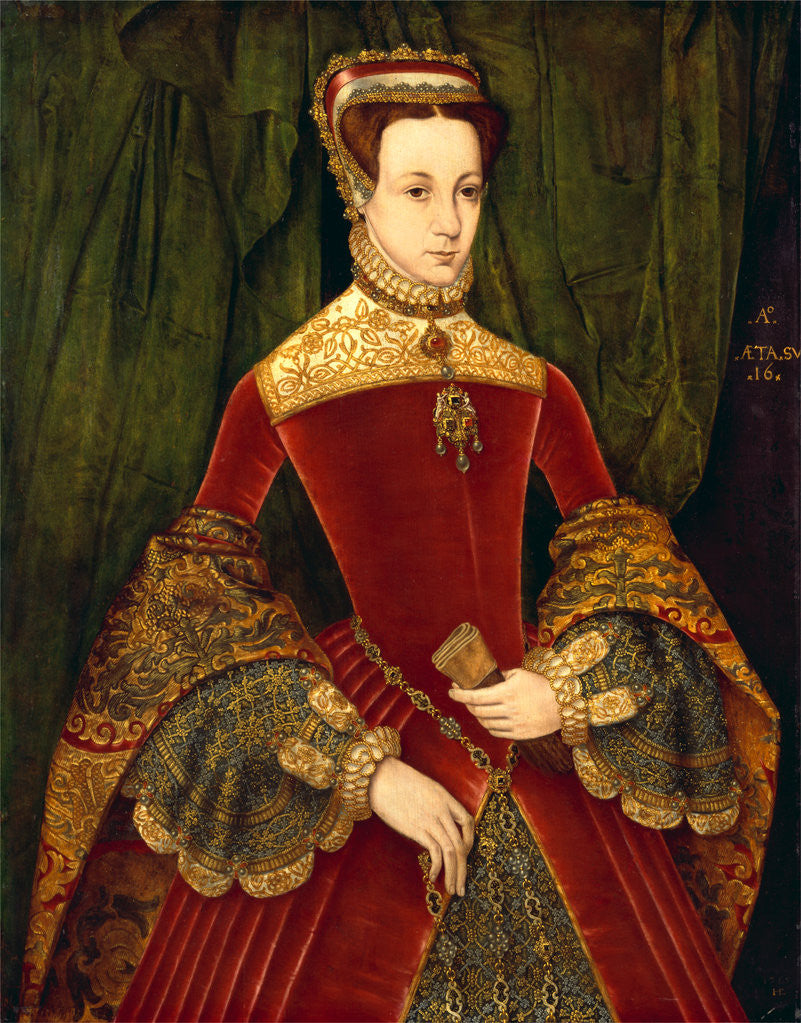 Detail of Portrait of a woman, aged sixteen, previously identified as Mary Fitzalan, Duchess of Norfolk, 1565 by Hans Eworth