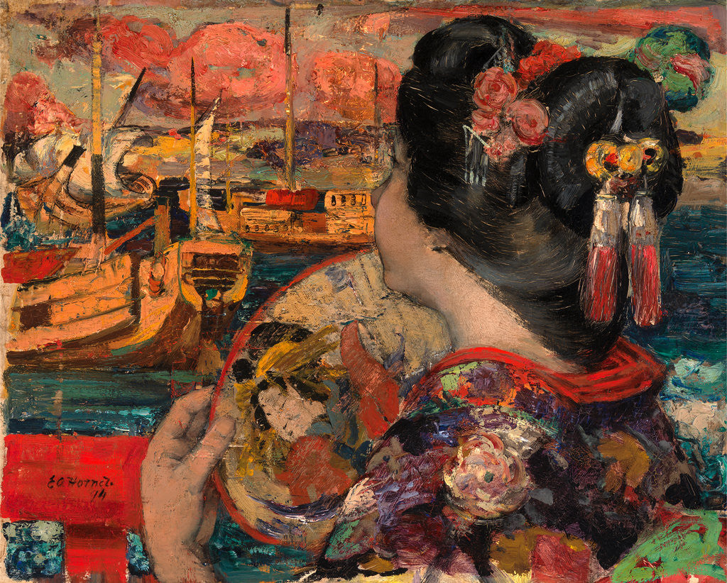 Detail of The Balcony, Yokohama by Edward Atkinson Hornel