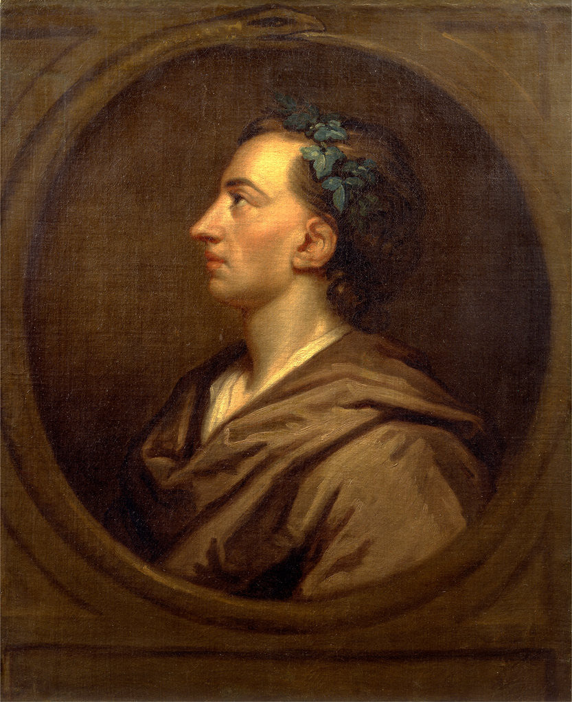 Detail of Alexander Pope Profile, Crowned with Ivy by Studio of Sir Godfrey Kneller