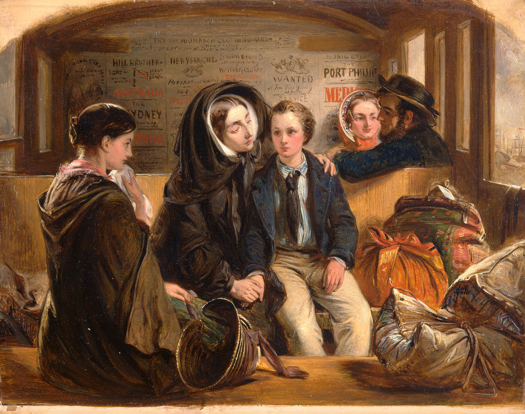 Detail of Second Class - The Parting. 'Thus part we rich in sorrow, parting poor.' Third Class - The Parting, Railway journey, travel by train, by Abraham Solomon