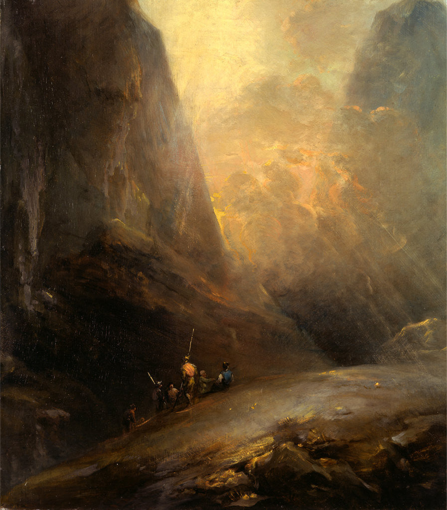 Detail of Mountain Landscape with Banditti by Elias Martin