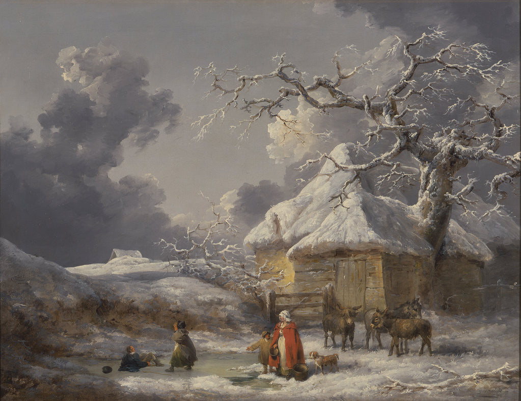Detail of Winter Landscape with Figures by George Morland