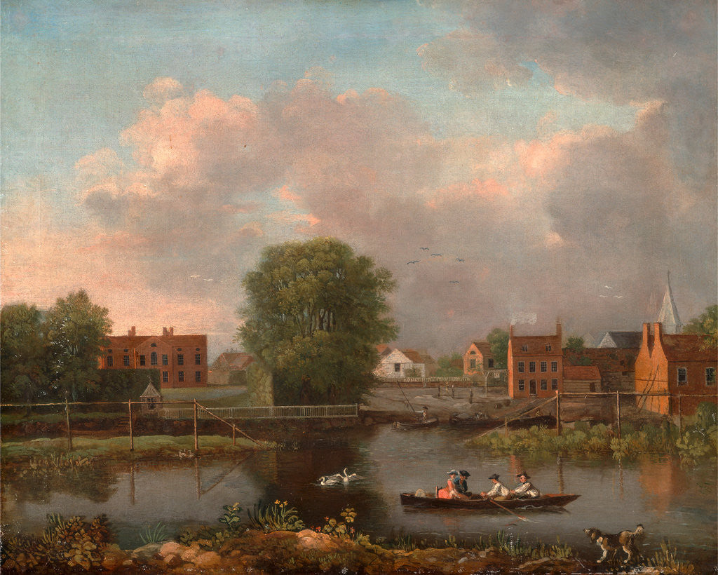 Detail of A River Landscape, possibly a View from the West End of Rochester Bridge by John Inigo Richards