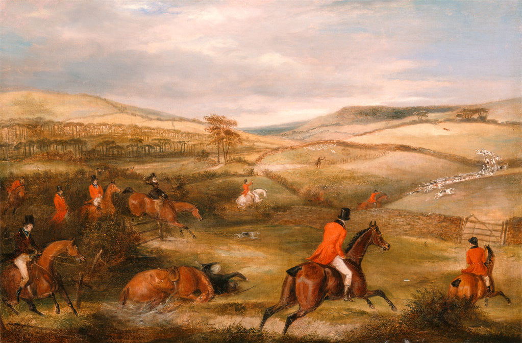 Detail of The Berkeley Hunt, 1842: The Chase by Calcraft Turner