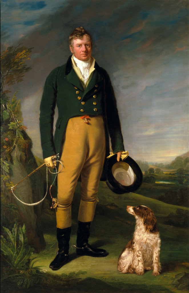 Detail of Portrait of a Man An Unknown Man with his Dog A Gentleman with his Dog by William Owen