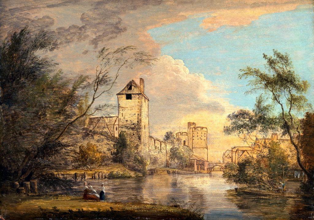 Detail of An Unfinished View of the West Gate, Canterbury, Kent by Paul Sandby