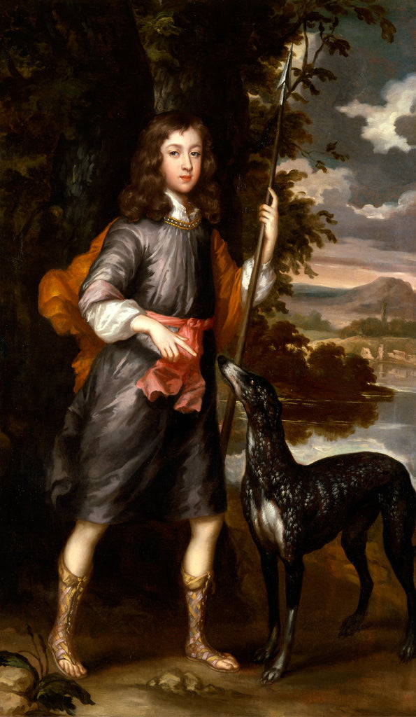 Detail of Portrait of a Boy A Boy with a Spear and a Hound by Willem Wissing