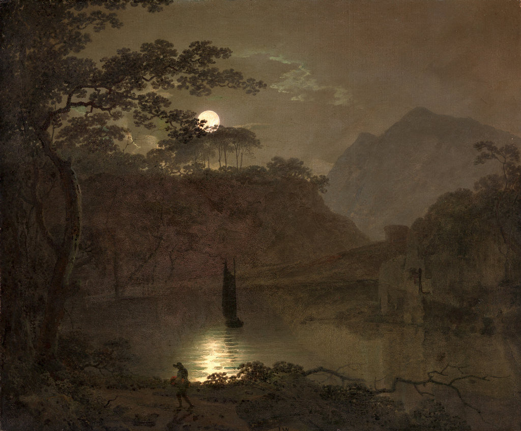 Detail of A Lake by Moonlight by Joseph Wright of Derby