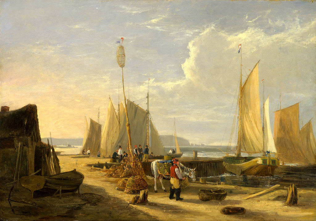 Detail of A Harbor Scene in the Isle of Wight, Looking Towards the Needles by George Vincent
