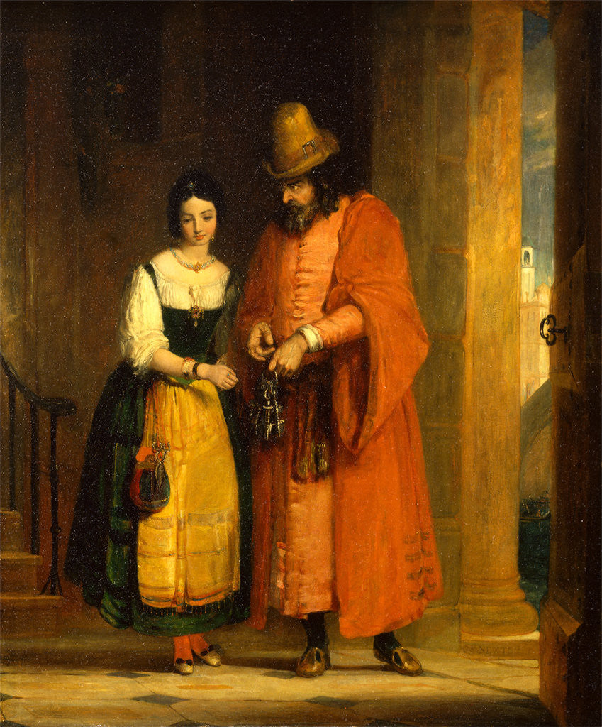 Detail of Shylock and Jessica from the 'Merchant of Venice,' II, ii by Gilbert Stuart Newton