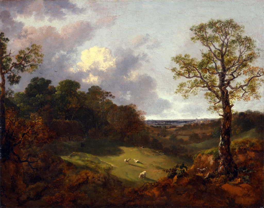 Detail of Wooded Landscape with a Cottage and Shepherd by Thomas Gainsborough