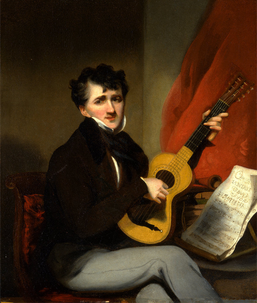 Detail of Portrait of a Man Playing a Guitar A Man Playing a Guitar by George Chinnery