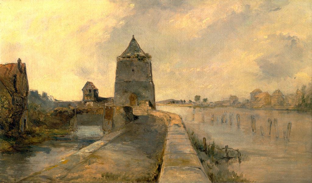 Detail of The Rhine at Constance (Konstanz-am-Rhein) Germany by Rev. Edward Thomas Daniell