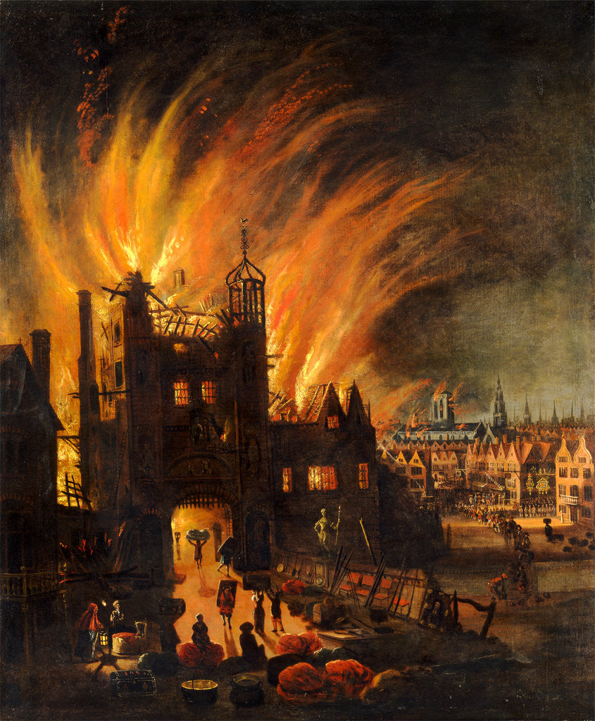 Detail of The Great Fire of London, with Ludgate and Old St. Paul's by Anonymous