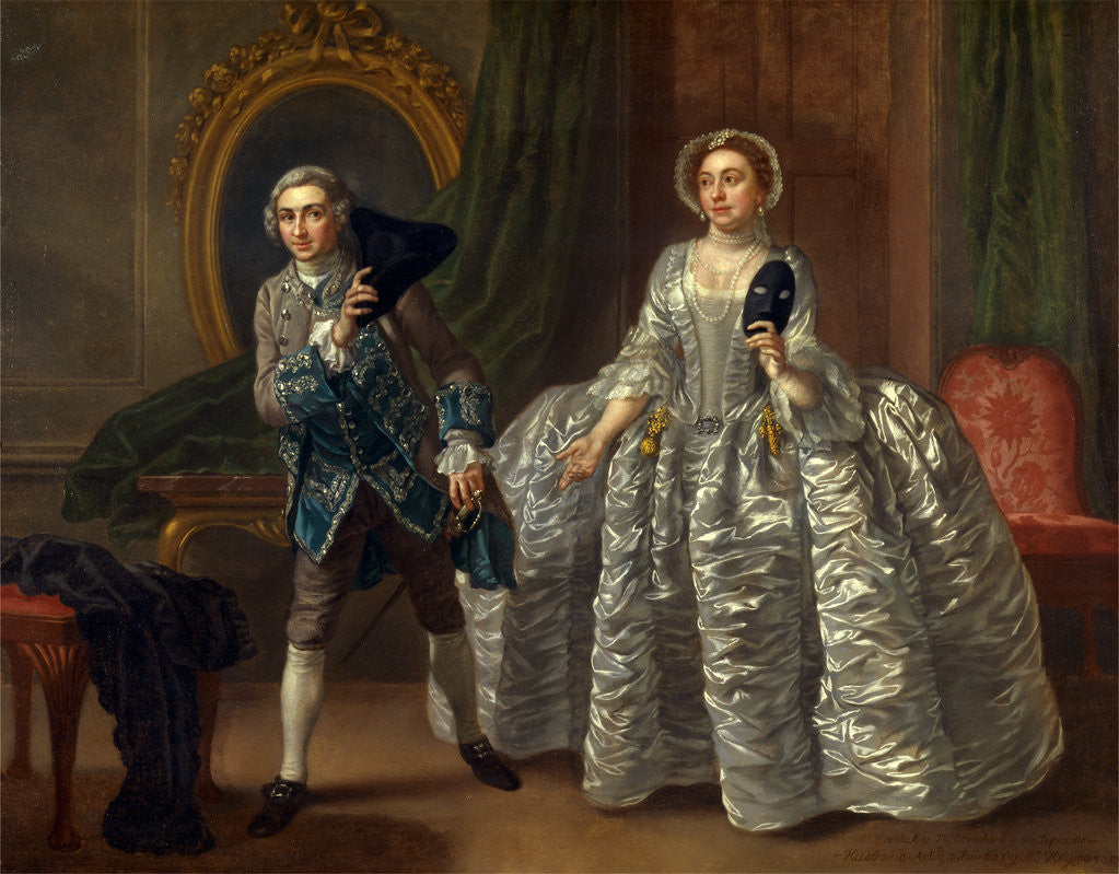 Detail of David Garrick and Mrs. Pritchard in Benjamin Hoadley's The Suspicious Husband by Francis Hayman