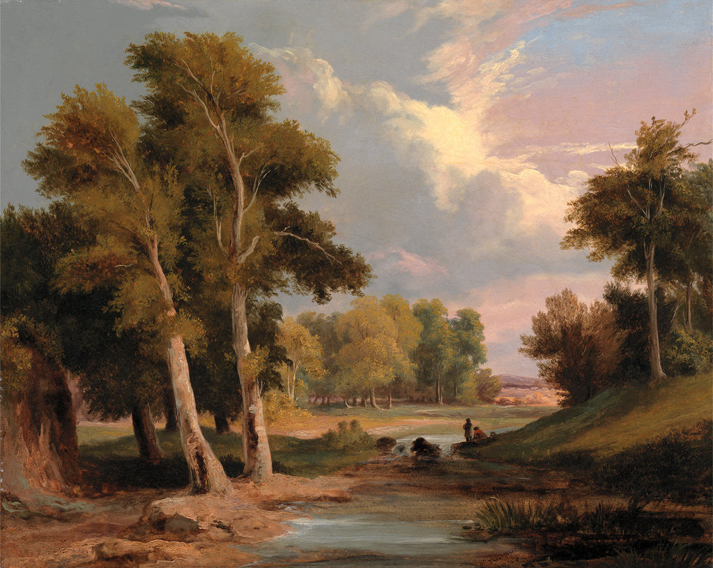 Detail of A Wooded River Landscape with Fishermen by James Arthur O'Connor