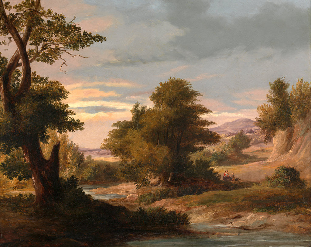 Detail of A Wooded River Landscape with Mother and Child by James Arthur O'Connor