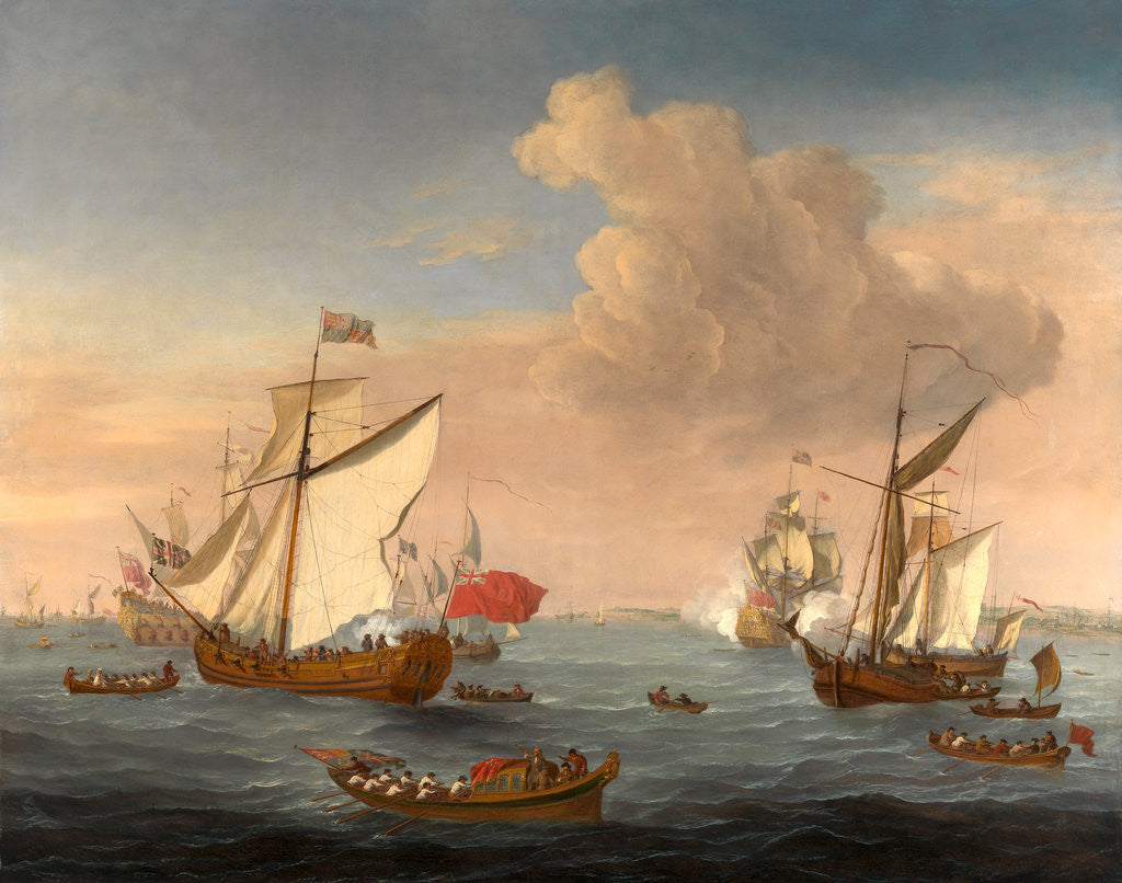 Detail of Ships in the Thames Estuary near Sheerness, Isaac Sailmaker, ca. 1633-1721 by Isaac Sailmaker