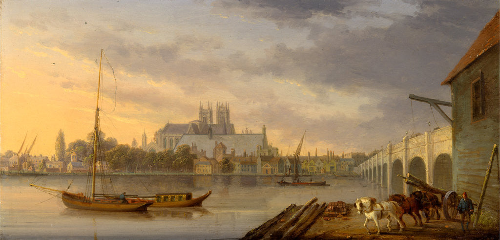 Detail of A View of Westminster Bridge and the Abbey from the South Side, London by William Anderson