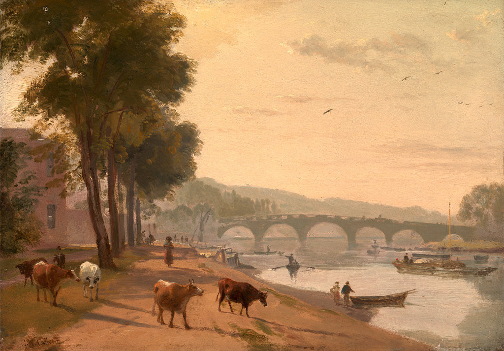Detail of A View of Richmond Bridge, on the Thames, London by Sir Augustus Wall Callcott
