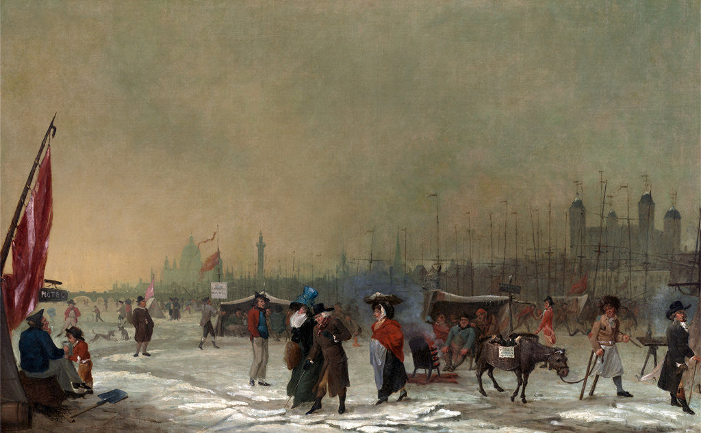 Detail of Frost on the Thames The Thames Frozen Over, near the Tower of London, London Samuel Collings by Samuel Collings