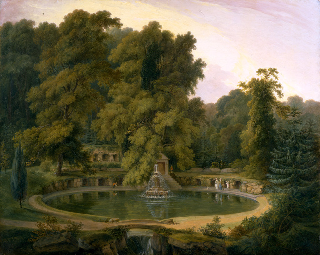 Detail of Temple, Fountain and Cave in Sezincote Park A View of the Temple, Fountain, and Cave at Sezincote Park, Gloucestershire by Thomas Daniell