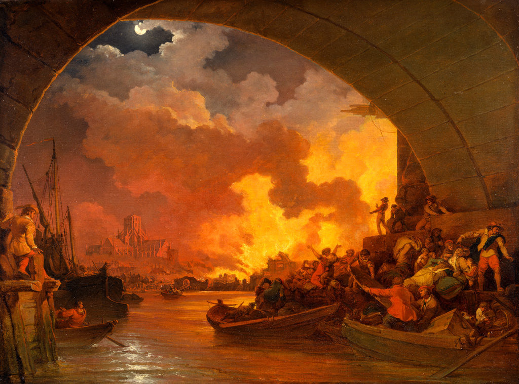 Detail of The Great Fire of London by Philippe-Jacques de Loutherbourg
