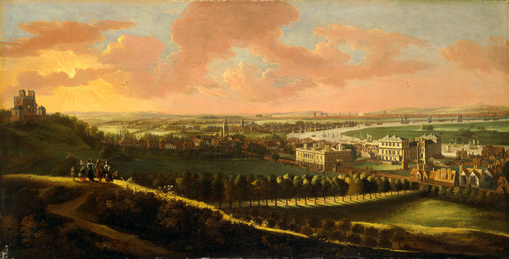 Detail of Greenwich, with London in the distance View of London from Greenwich Hill by Anonymous