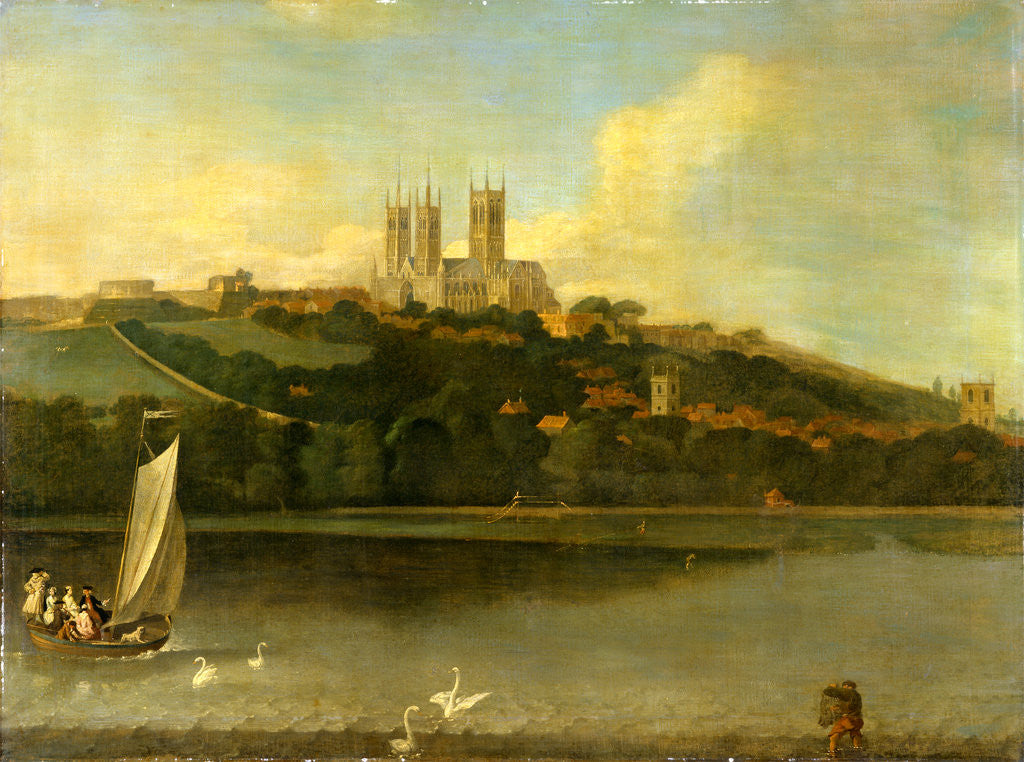 Detail of A View of the Cathedral and City of Lincoln from the River, Joseph Baker of Lincoln by Of Lincoln