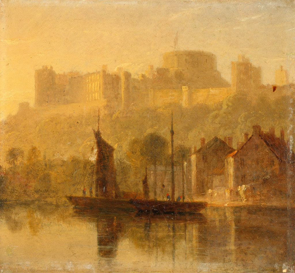 Detail of Windsor Castle from the Thames by William Daniell