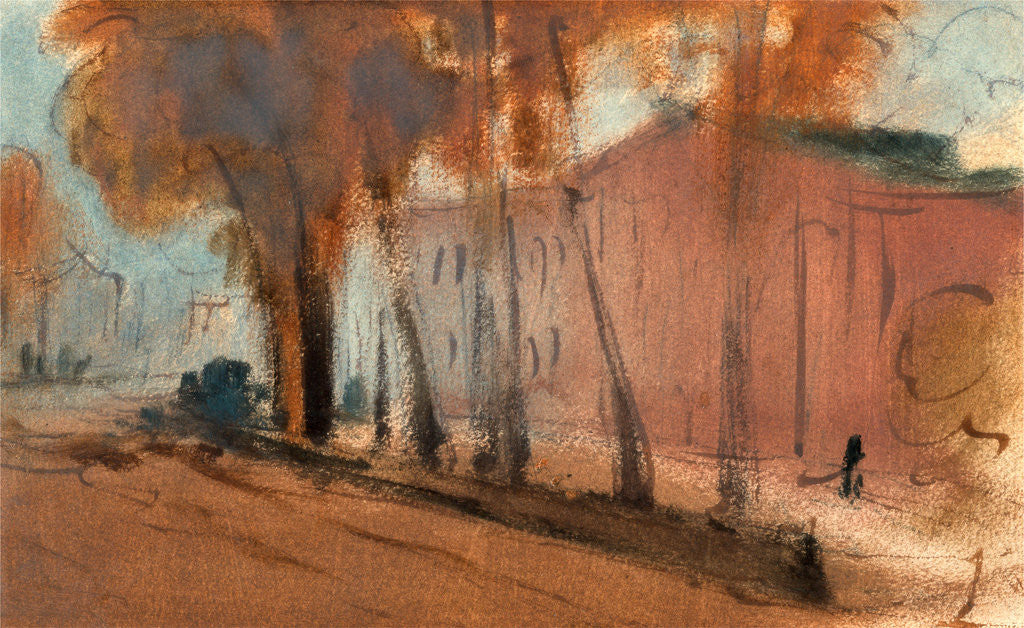 Detail of London, Building with Trees Study for Chelsea Embankment by Anonymous