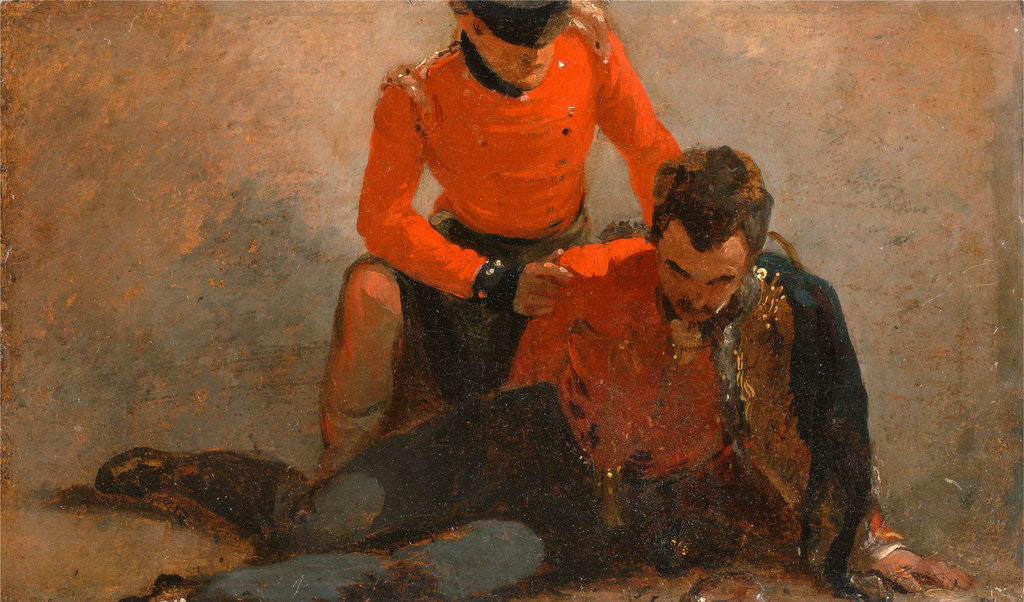 Detail of A Highlander, Black Watch attending a General of Hussars, possibly Lord Uxbridge by George Jones