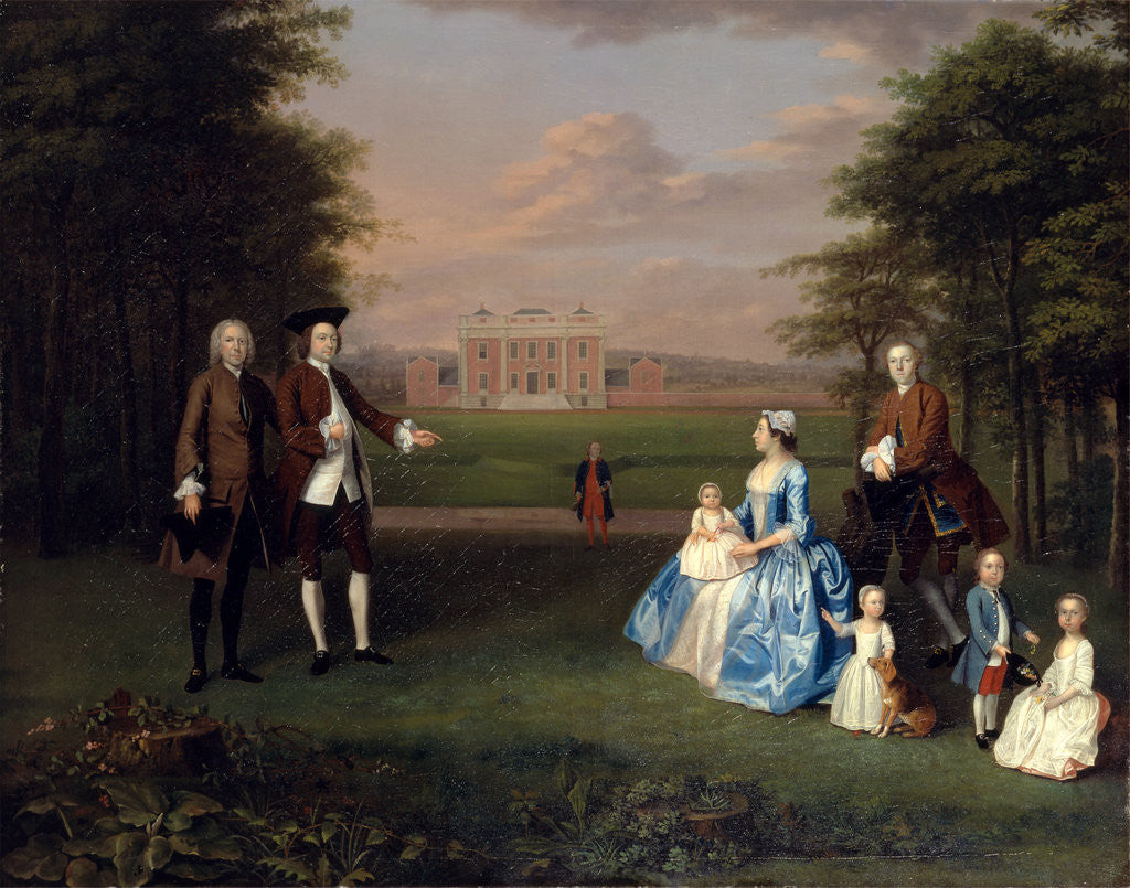 Detail of Robert Gwillym of Atherton and His Family Robert and Elizabeth Gwillym and their family, of Atherton Hall, Herefordshire by Arthur Devis