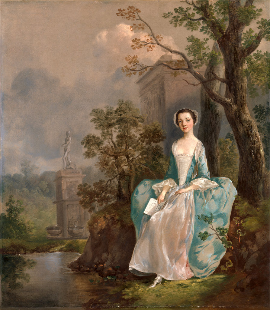 Detail of Portrait of a Woman Girl with a Book Seated in a Park by Thomas Gainsborough