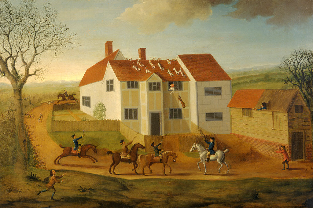 Detail of John Sidey and his Hounds at a Farmhouse near Hadleigh, Suffolk by James Dunthorne