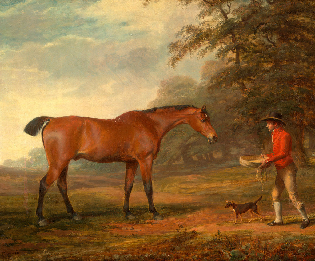 Detail of A Bay Horse Approached by a Stable-Lad with Food and a Halter by George Garrard