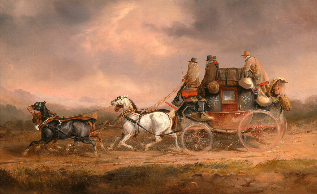 Detail of Mail Coaches on the Road: the Louth-London Royal Mail progressing at Speed The Louth to London Coach by Charles Cooper Henderson