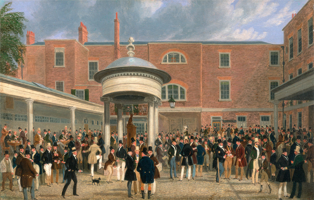 Detail of Epsom Races: Settling Day at Tattersalls by James Pollard