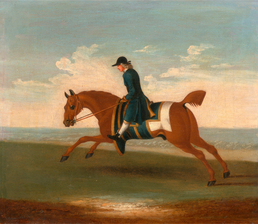 Detail of One of Four Portraits of Horses - a Chestnut Racehorse Exercised by a Trainer in a Blue Coat by James Seymour