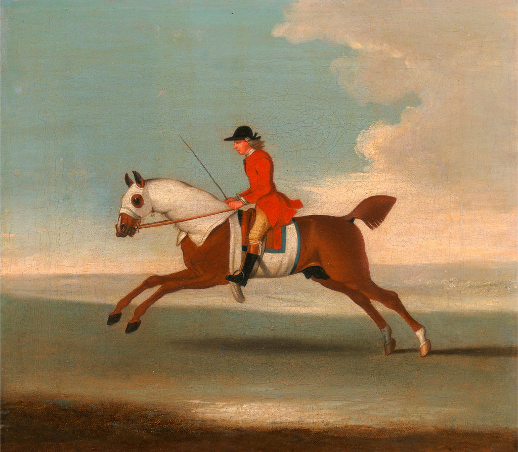 Detail of One of Four Portraits of Horses - a Chestnut Racehorse Exercised by a Trainer in a Red Coat by James Seymour