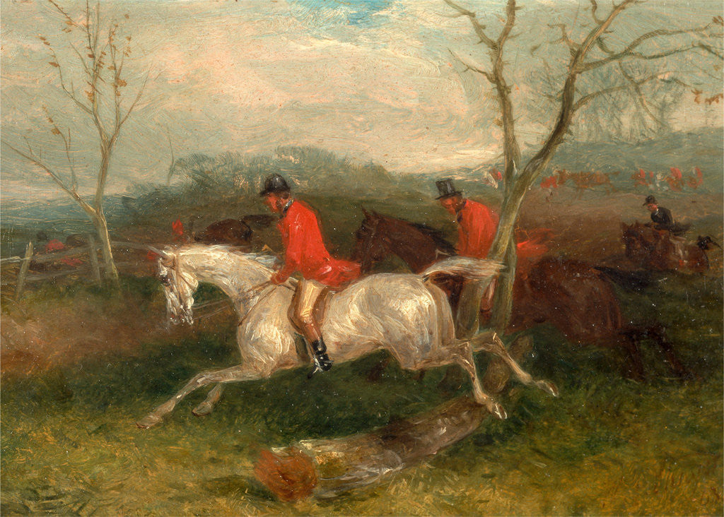 Detail of Foxhunting: Coming to a Fence (Full Cry) by William J. Shayer