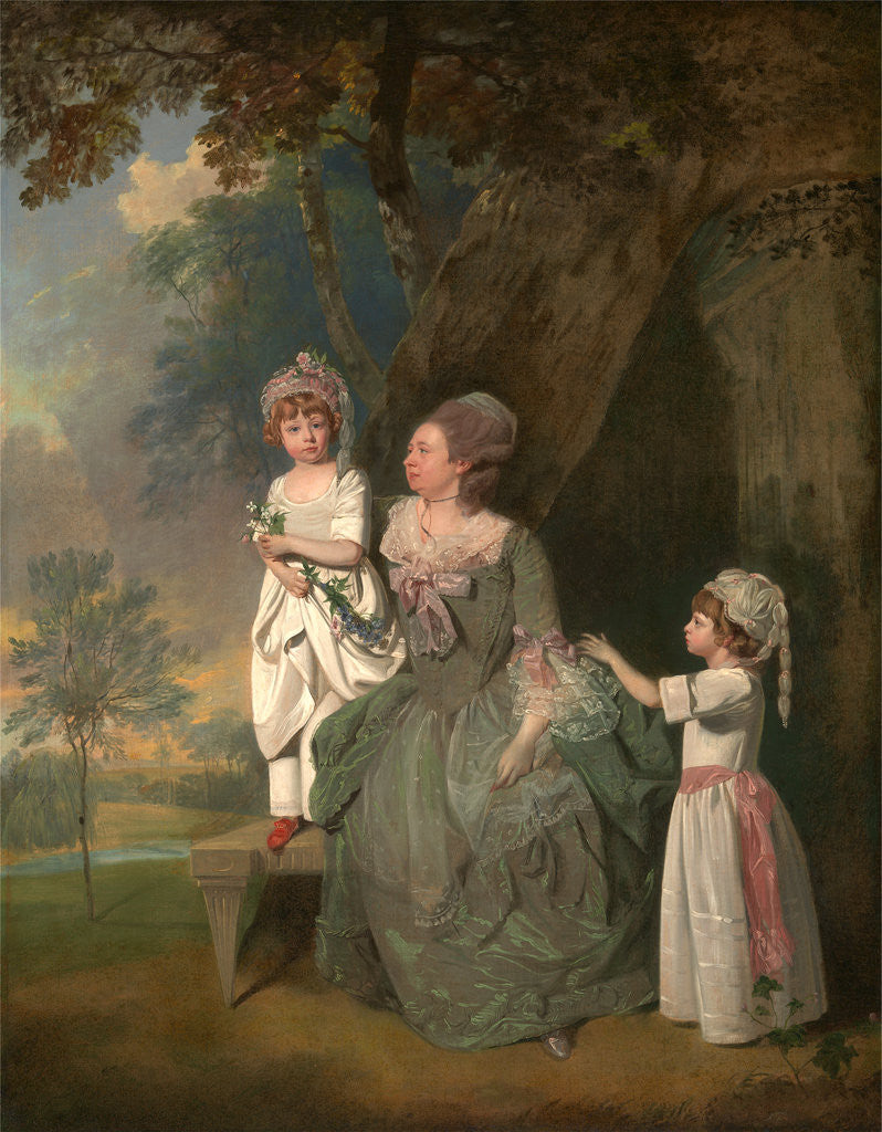 Detail of Mrs. Barclay and Her Children Mrs. Barclay and her daughters by Francis Wheatley