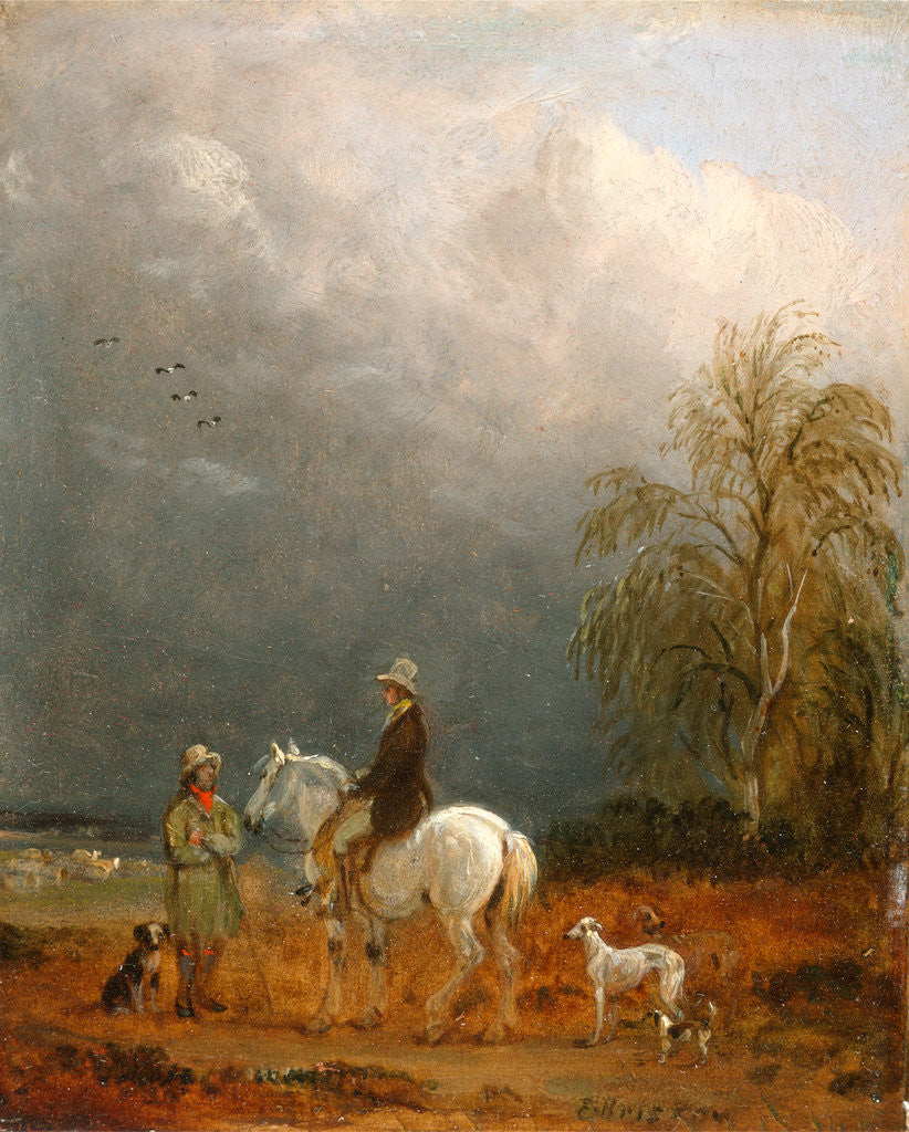 Detail of A Traveller and a Shepherd in a Landscape by Edmund Bristow