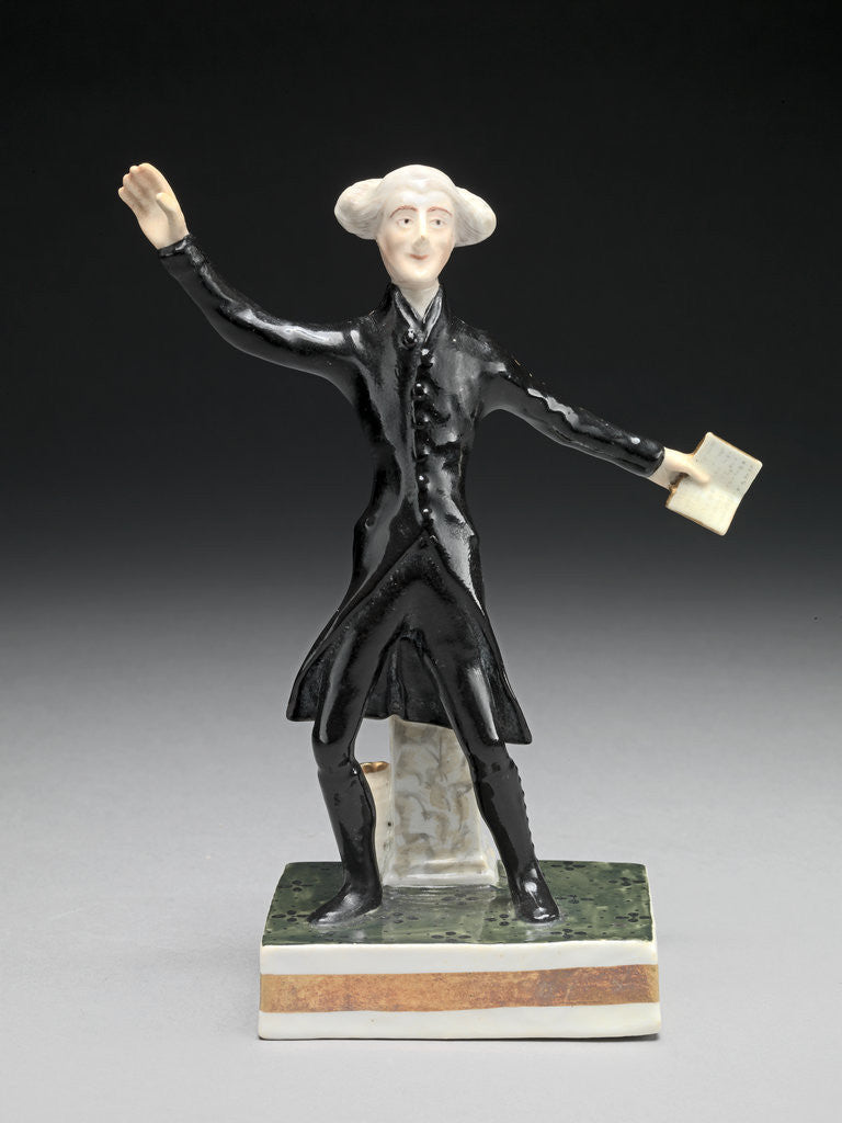 Detail of Ceramic Dr. Syntax: standing, with a book in one hand and arms outstretched by Anonymous